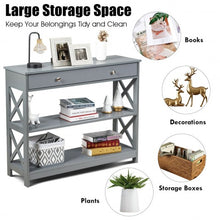 Load image into Gallery viewer, Console Table 3-Tier with Drawer and Storage Shelves-Gray
