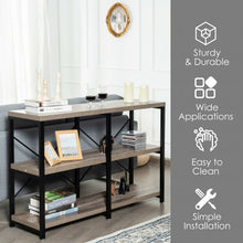 Load image into Gallery viewer, 3 Tier 47&quot; Console Metal Frame Sofa Table-Oak
