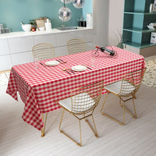 Load image into Gallery viewer, 10 Pcs 60&quot; x 102&quot; Rectangular Polyester Checker Kitchen Tablecloth-Red
