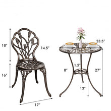 Load image into Gallery viewer, 3 pcs Cast Aluminum Outdoor Table and Chair Set
