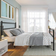 Load image into Gallery viewer, 77.5&quot; x 55.5&quot; x 35.0&quot; 10 Legs Full Size Metal Bed Frame-Black
