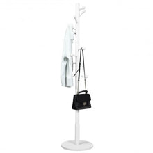 Load image into Gallery viewer, Wooden Coat Rack Stand Entryway Hall Tree 2 Adjustable Height w/ 10 Hooks-White
