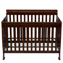 Load image into Gallery viewer, Coffee Pine Wood Baby Toddler Bed Convertible Crib
