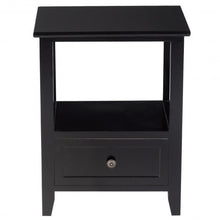 Load image into Gallery viewer, 2 pcs Living Room End Side Nightstands with Storage Drawer-Black
