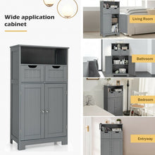 Load image into Gallery viewer, Bathroom Wooden Side Cabinet  with 2 Drawers and 2 Doors-Gray

