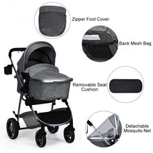 Load image into Gallery viewer, 2 in 1 High Landscape Convertible Reversible Bassinet Pram-Dark Gray
