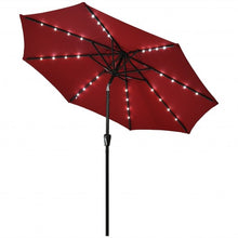 Load image into Gallery viewer, 9 Ft and 32 LED Lighted Solar Patio Market Umbrella Shelter with Tilt and Crank-Burgundy
