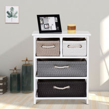 Load image into Gallery viewer, Storage Drawer Nightstand Woven Basket Cabinet Bedside Table
