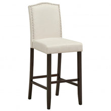 Load image into Gallery viewer, 29&quot; Bar Height Set of 2 Nailhead Bar Stools with Rubber Wood Legs-Beige
