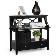 Load image into Gallery viewer, 3-Tier Storage Rack End table Side Table with Slide Drawer -Black

