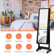 Load image into Gallery viewer, Jewelry Cabinet Stand Mirror Armoire with Large Storage Box-Black
