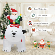 Load image into Gallery viewer, 6.5 ft Christmas Inflatable Santa Riding Polar Bear with Shaking Head LED Lights
