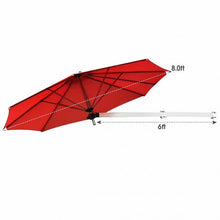 Load image into Gallery viewer, 8ft Wall-Mounted Telescopic Folding Tilt Aluminum Sun Shade Umbrella-Burgundy
