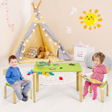 Load image into Gallery viewer, 3 Piece Kids Wooden Activity Table and 2 Chairs Set-Green
