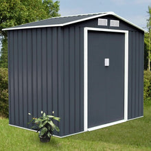 Load image into Gallery viewer, 9&#39; x 6&#39; Outdoor Storage Shed Tool House Sliding Door Steel-Gray

