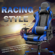 Load image into Gallery viewer, Massage Gaming Chair Reclining Racing Office Chair-Blue
