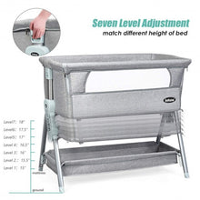 Load image into Gallery viewer, Adjustable Baby Bedside Crib with Large Storage-Gray
