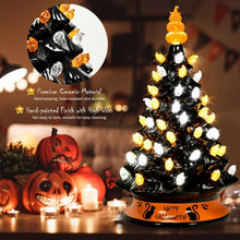 Load image into Gallery viewer, 15&quot; Pre-Lit Ceramic Hand-Painted Tabletop Halloween Tree
