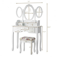 Load image into Gallery viewer, 7 Drawer Tri-Folding Mirror Dressing Vanity Makeup Set-White
