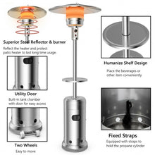 Load image into Gallery viewer, Outdoor Heater Propane Standing LP Gas Steel with Table and Wheels-Silver
