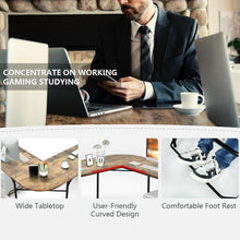 Load image into Gallery viewer, Reversible L-Shaped Computer Study Table with Shelves-Rustic Brown

