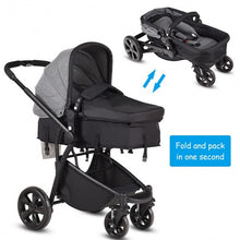 Load image into Gallery viewer, 2-in-1 Folding Aluminum Buggy Newborn Travel Baby Stroller-Gray
