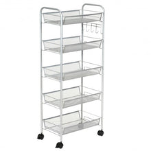 Load image into Gallery viewer, 5 Tier Mesh Rolling File Utility Cart Storage Basket-Gray

