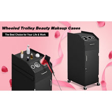 Load image into Gallery viewer, Black Salon Trolley Cart with 4 Storage Trays-Black
