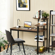 Load image into Gallery viewer, Computer Desk Writing Study Table with Storage Shelves Home Office Rustic Brown
