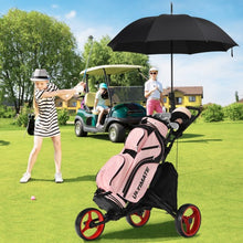 Load image into Gallery viewer, Folding 3 Wheels Golf Push Cart with Bag Scoreboard Adjustable Handle -Red
