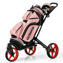 Load image into Gallery viewer, Folding Golf Push Cart with Scoreboard Adjustable Handle Swivel Wheel-Red
