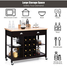 Load image into Gallery viewer, Rolling Kitchen Island Bar Storage Serving Cart-Deep Brown

