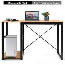 Load image into Gallery viewer, Computer Desk with Bamboo Top &amp; 2 Storage Shelves-Natural Desk
