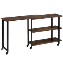 Load image into Gallery viewer, 360° Rotating Sofa Side Table with Storage Shelves and Wheels-Rustic Brown
