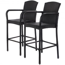Load image into Gallery viewer, 2 pcs Outdoor Rattan Set High Chairs
