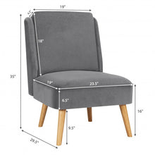 Load image into Gallery viewer, Velvet Accent Chair with Rubber Wood Legs for Living Room-Gray
