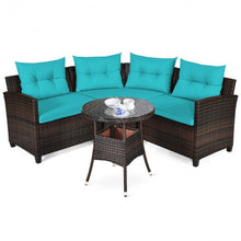 Load image into Gallery viewer, 4Pcs Outdoor Cushioned Rattan Furniture Set-Turquoise
