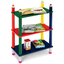 Load image into Gallery viewer, 3 Tiers Kids Bookshelf Crayon Themed Shelves Storage Bookcase
