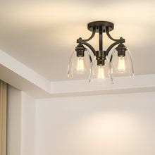 Load image into Gallery viewer, 3-Light Semi Flush Mount Ceiling Light with Vintage Clear Glass Pendant
