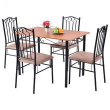 Load image into Gallery viewer, 5 pcs Dining Set Wooden Table and 4 Cushioned Chairs

