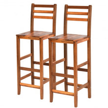 Load image into Gallery viewer, Set of 2 Ladder Back 28.5" Acacia Wood Patio Bar Stool
