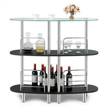 Load image into Gallery viewer, 3-tier Bar Cabinets Table with Tempered GlassTop
