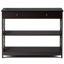 Load image into Gallery viewer, Console Table 3-Tier with Drawer and Storage Shelves-Espresso

