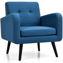 Load image into Gallery viewer, Modern Upholstered Comfy Accent Chair Single Sofa with Rubber Wood Legs-Navy
