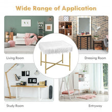 Load image into Gallery viewer, Faux Fur Ottoman Decorative Stool with Metal Legs
