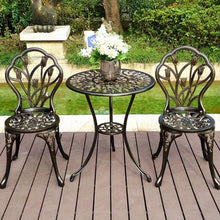 Load image into Gallery viewer, 3 pcs Cast Aluminum Outdoor Table and Chair Set
