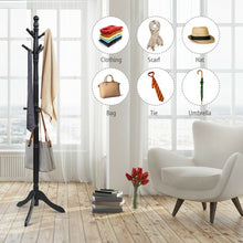 Load image into Gallery viewer, Adjustable Free Standing Wooden Coat Rack-Black
