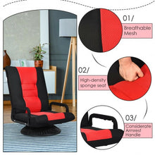 Load image into Gallery viewer, 6-Position Adjustable Swivel Folding Gaming Floor Chair-Red
