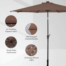 Load image into Gallery viewer, 10FT Patio Solar Umbrella LED Patio Market Steel Tilt W/ Crank Outdoor New-Tan
