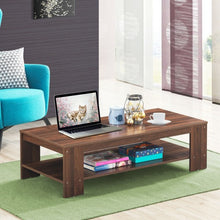 Load image into Gallery viewer, 47&quot; 2-Tier Rectangular Coffee Table with Storage Shelf-Walnut
